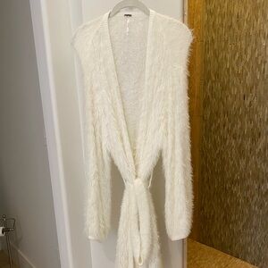 Free People Oversized Calf-Length super cozy cream cardigan!